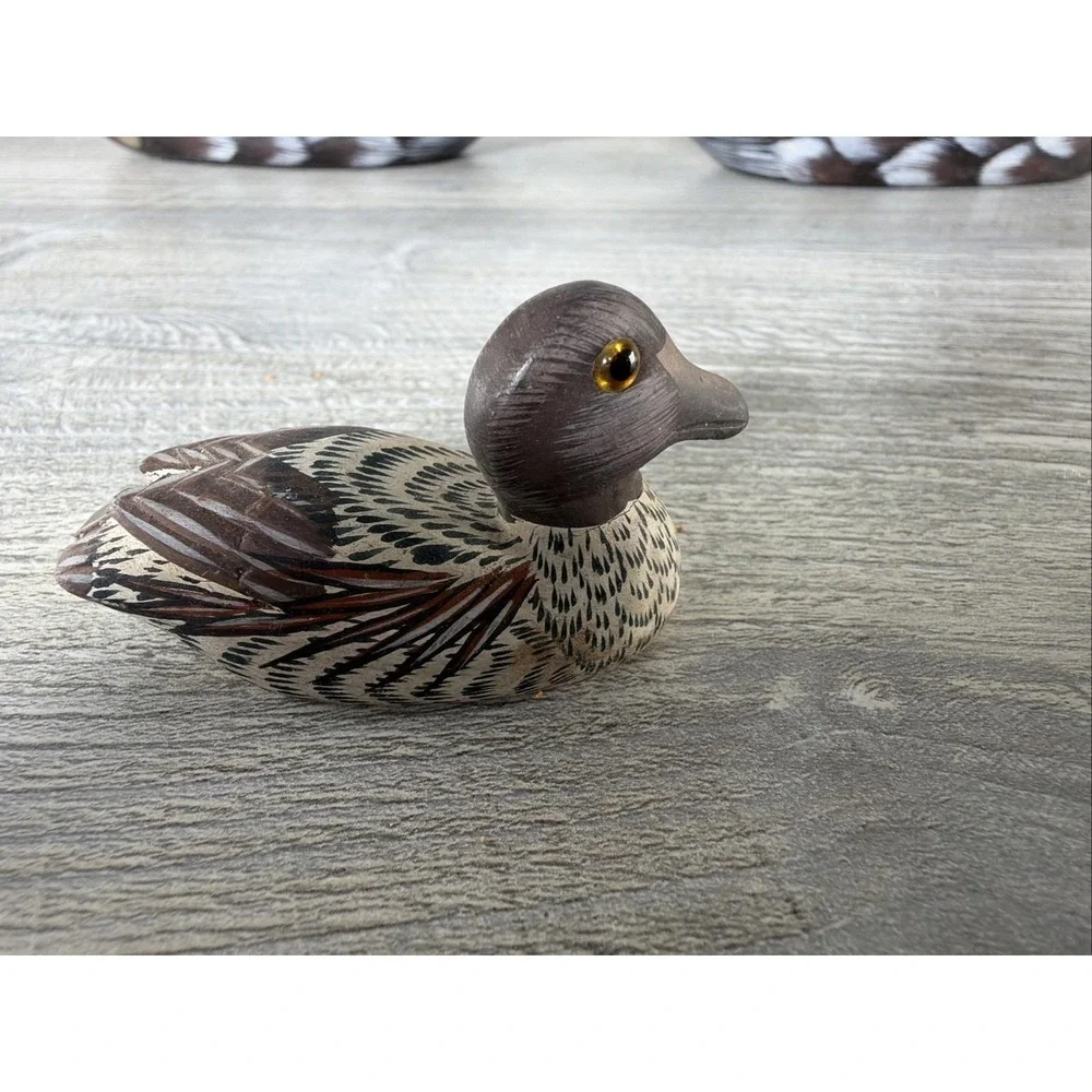 3 Vtg Hand Painted Wooden Ducks Figurines People's Republic Of China Numbered
